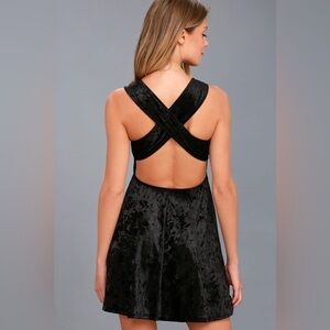 Lulu’s Solo Album Black Backless Velvet Skater Dress